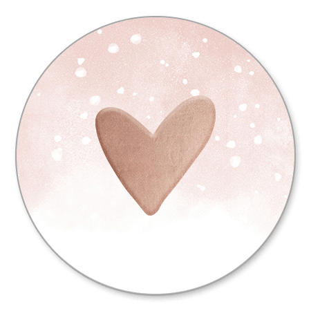 Hartje met roze waterverf en witte confetti